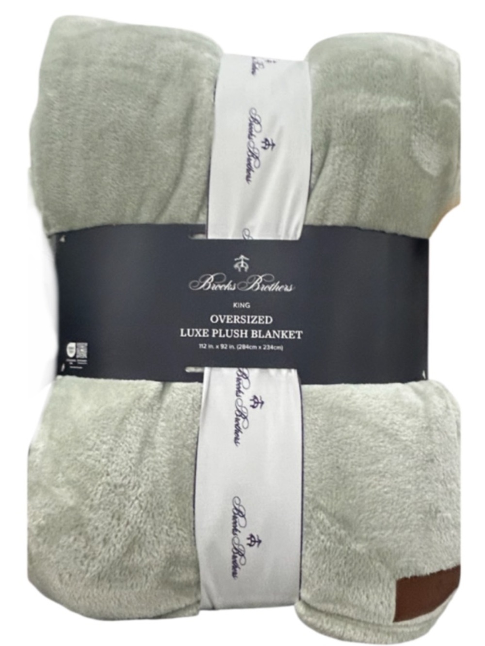 Brooks Brothers Green Oversized Plush King Blanket 112”x92”